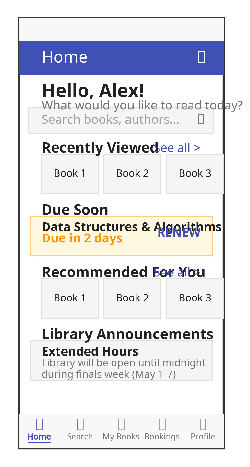 Home Screen Wireframe