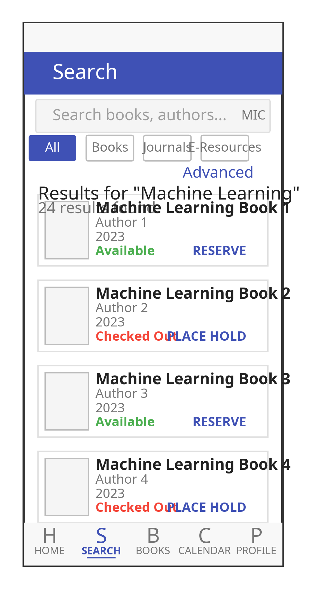 Search Screen Wireframe